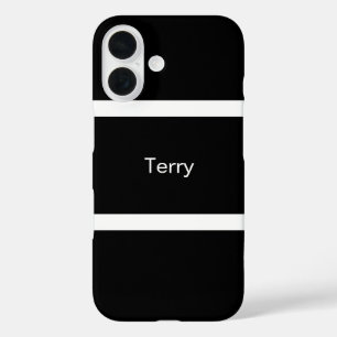 Eenvoudig zwart en wit gepersonaliseerd iPhone 16 hoesje