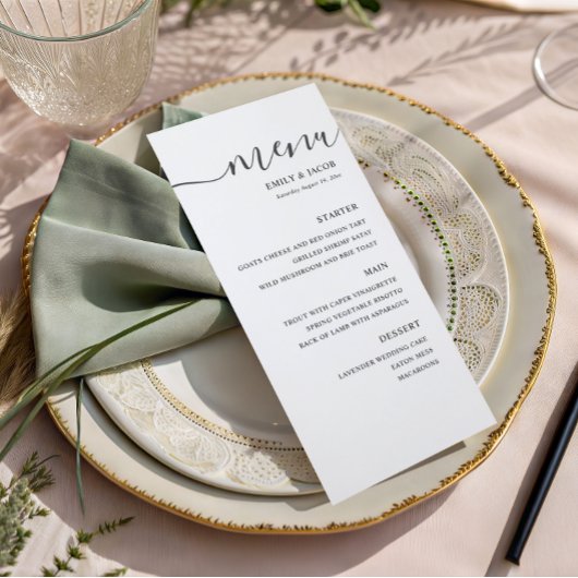 Eenvoudig zwart- en wit huwelijksmenu menu