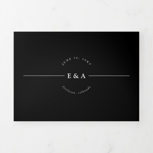 Eenvoudig zwart en wit in één bruiloft drieluik aankondiging (Cover)