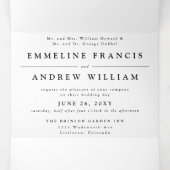 Eenvoudig zwart en wit in één bruiloft drieluik aankondiging (Binnenkant midden)