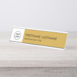 Eenvoudig zwart en wit - Logo, naam, titel toevoeg Bureau Naambordje