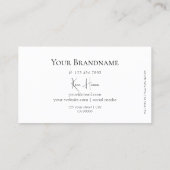 Eenvoudig zwart en wit met monogram Klassiek Visitekaartje (Achterkant)