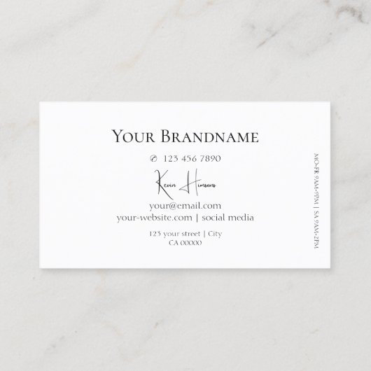 Eenvoudig zwart en wit met monogram Klassiek Visitekaartje (Achterkant)