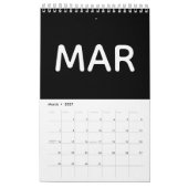 Eenvoudig Zwart en Wit Minimalistisch Kalender (Mar 2027)