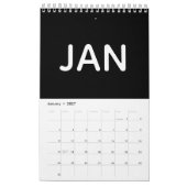 Eenvoudig Zwart en Wit Minimalistisch Kalender (Jan 2027)