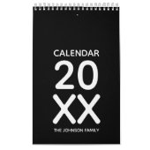 Eenvoudig Zwart en Wit Minimalistisch Kalender (Hoes)