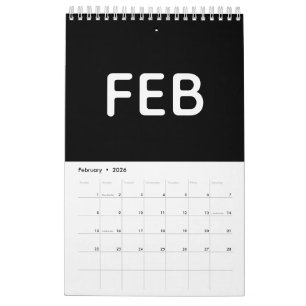 Eenvoudig Zwart en Wit Minimalistisch Kalender