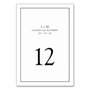 Eenvoudig zwart en wit monogram elegante trouw kaart