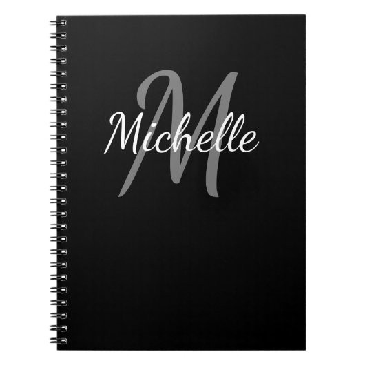 Eenvoudig zwart en wit monogram notitieboek (Voorkant)