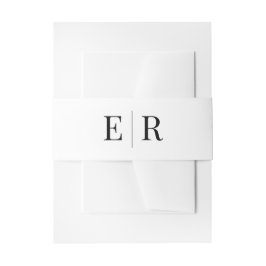 Eenvoudig zwart en wit monogram uitnodigingen wikkel
