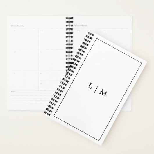 Eenvoudig zwart en wit monogram zakelijk planner (Display)