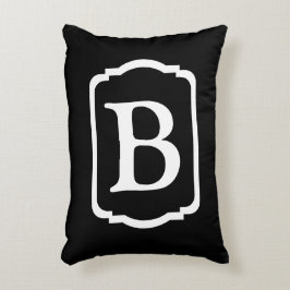 Eenvoudig zwart en wit omlijnd monogram accent kussen