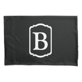 Eenvoudig zwart en wit omlijst monogram kussensloop