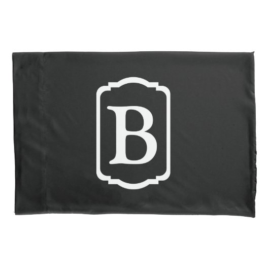 Eenvoudig zwart en wit omlijst monogram kussensloop (Voorkant)