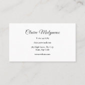 Eenvoudig zwart en wit professioneel script visitekaartje (Achterkant)