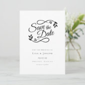 Eenvoudig zwart en wit schrift save the date (Staand voorkant)