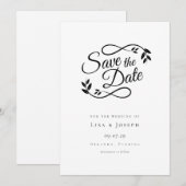 Eenvoudig zwart en wit schrift save the date (Voorkant / Achterkant)