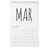 Eenvoudig zwart en wit script schrijven kalender (Mar 2027)