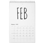 Eenvoudig zwart en wit script schrijven kalender (Feb 2027)