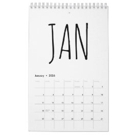 Eenvoudig zwart en wit script schrijven kalender