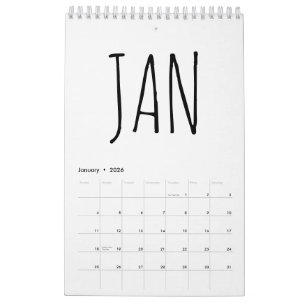 Eenvoudig zwart en wit script schrijven kalender