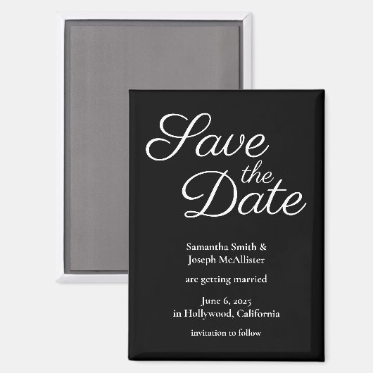 Eenvoudig zwart en wit sparen de Datum Magneet (Voorkant / Achterkant)