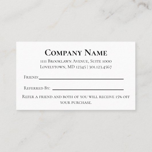 Eenvoudig zwart en wit Uw Logo hier Verwijs een vr Aanbevelingskaartje (Achterkant)