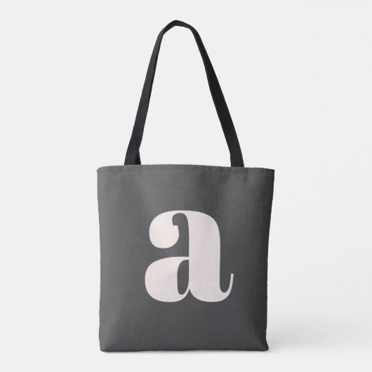 Eenvoudig zwart en wit vet retro monogram initiaal tote bag (Achterkant)