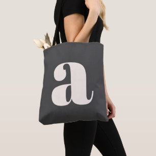 Eenvoudig zwart en wit vet retro monogram initiaal tote bag