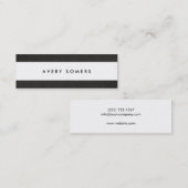 Eenvoudig zwart en wit vet streep Stijlvol Mini Visitekaartje (Voorkant / Achterkant)