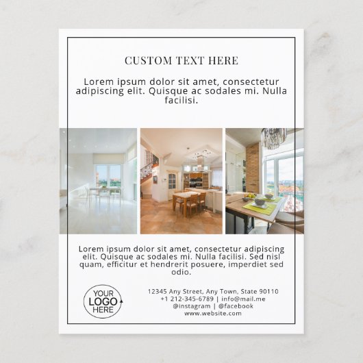 Eenvoudig zwart en wit Voeg uw Logo-fotocollage to Flyer (Voorkant)