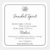 Eenvoudig zwart en wit Voeg uw Logo-kaarsscript to Vierkante Sticker (Voorkant)