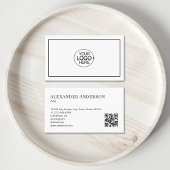 Eenvoudig zwart en wit Voeg uw Logo Minimale QR to Visitekaartje