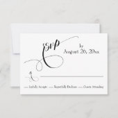 Eenvoudig zwart en wit werken RSVP kaartje (Voorkant)