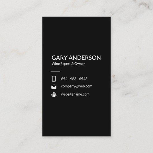Eenvoudig zwart en wit (wijnfles) visitekaartje (Achterkant)