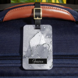 Eenvoudig zwart en zilver bagagelabel