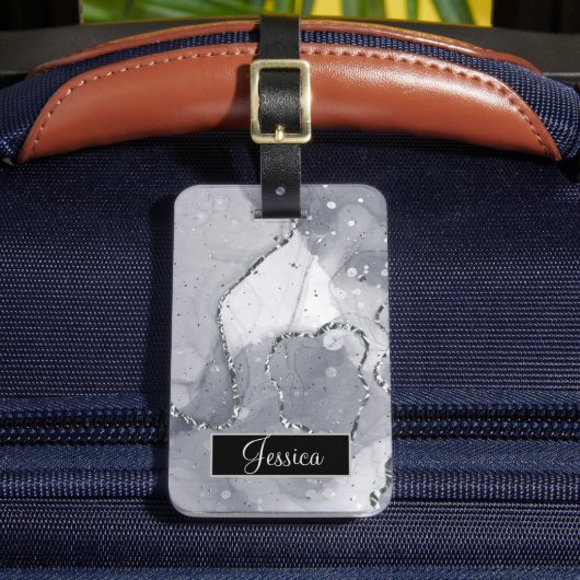 Eenvoudig zwart en zilver bagagelabel (Voorkant Insitu 2)