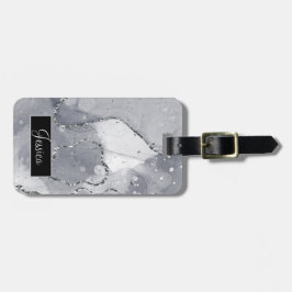 Eenvoudig zwart en zilver bagagelabel