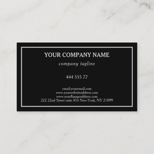 Eenvoudig zwart en zilver Visitekaartje (Achterkant)