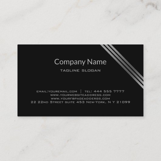 Eenvoudig zwart en zilver visitekaartje (Achterkant)