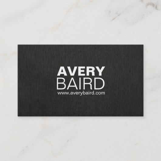 Eenvoudig zwart faux linnen professional visitekaartje (Voorkant)