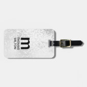 Eenvoudig zwart Faux Silver Bold Monogram Bagagelabel (Voorkant horizontaal)