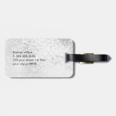 Eenvoudig zwart Faux Silver Bold Monogram Bagagelabel (Achterkant horizontaal)