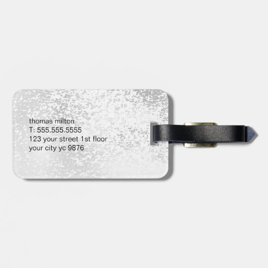 Eenvoudig zwart Faux Silver Bold Monogram Bagagelabel (Achterkant horizontaal)