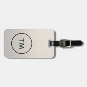 Eenvoudig zwart Faux Silver Bold Monogram Bagagelabel (Voorkant horizontaal)