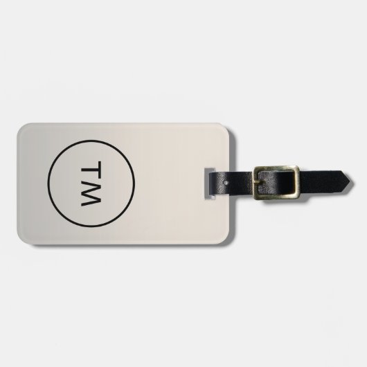 Eenvoudig zwart Faux Silver Bold Monogram Bagagelabel (Voorkant horizontaal)