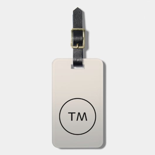 Eenvoudig zwart Faux Silver Bold Monogram Bagagelabel (Voorkant verticaal)