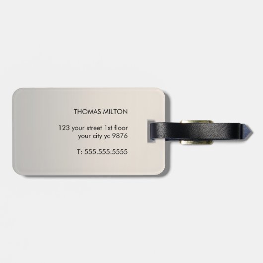 Eenvoudig zwart Faux Silver Bold Monogram Bagagelabel (Achterkant horizontaal)