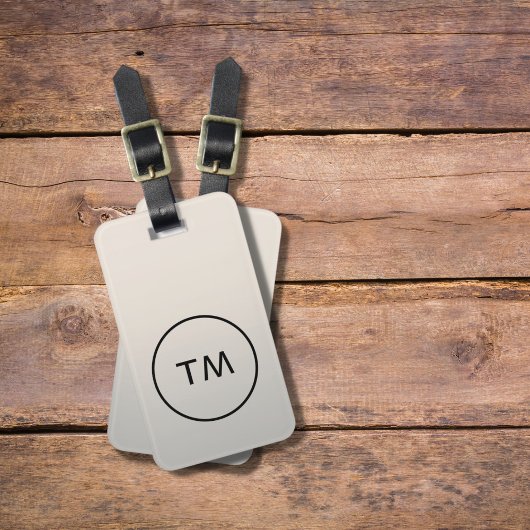 Eenvoudig zwart Faux Silver Bold Monogram Bagagelabel