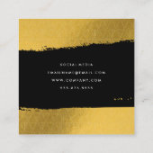 Eenvoudig zwart geborsteld goud driehoekspatroon vierkante visitekaartje (Achterkant)